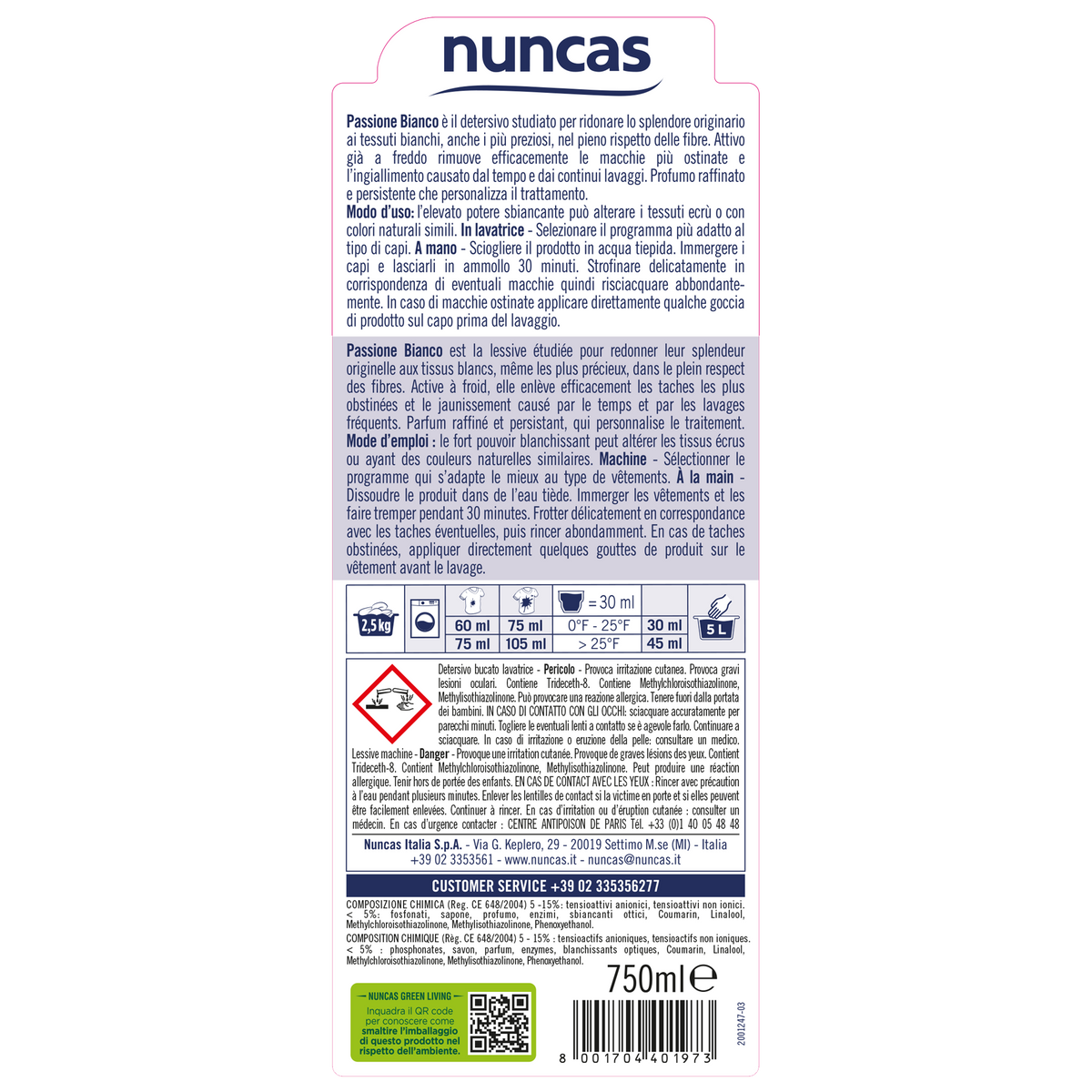 Passione Bianco Detersivo - 750ml | Nuncas