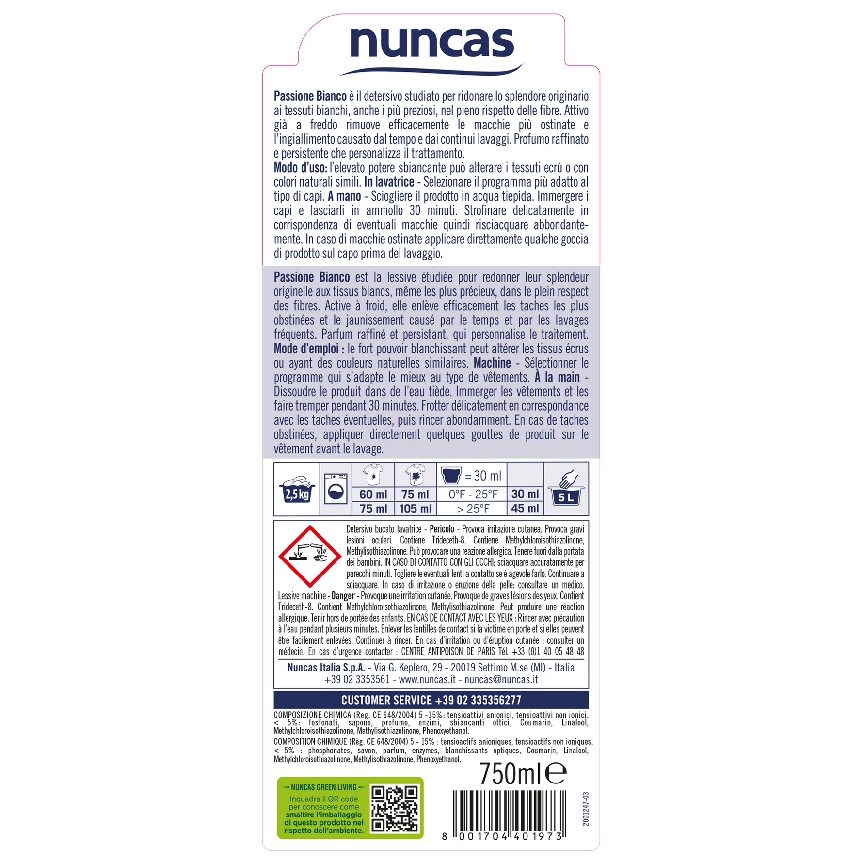 Passione Bianco Detersivo - 750ml | Nuncas