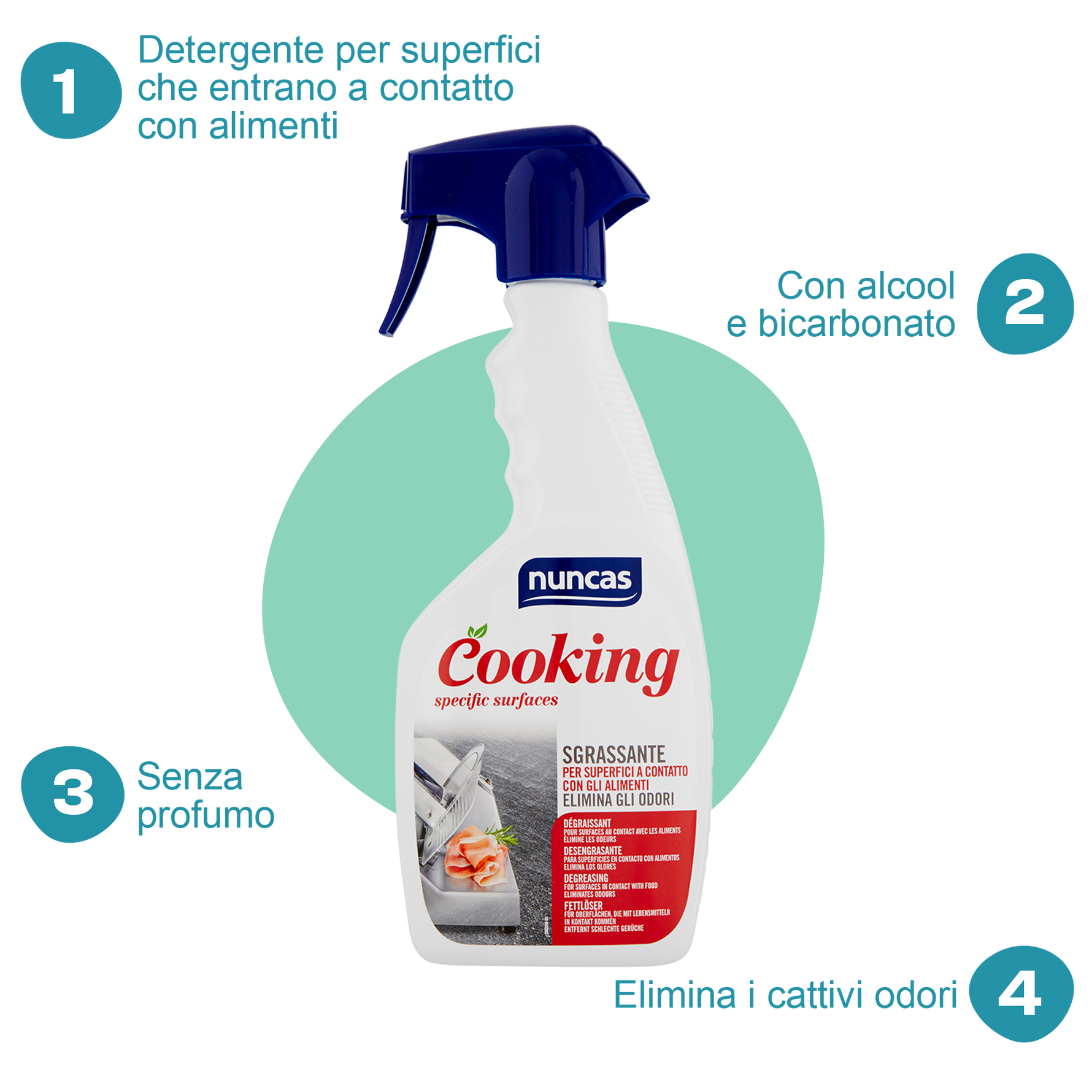 Cooking Sgrassante Superfici a Contatto con gli Alimenti - 500ml | Nuncas