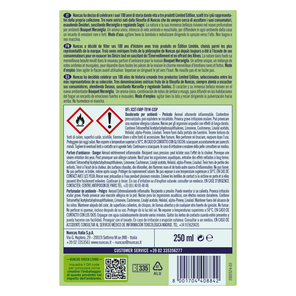 Bouquet Profumatore Ambienti Meraviglia LIMITED EDITION - 250ml | Nuncas