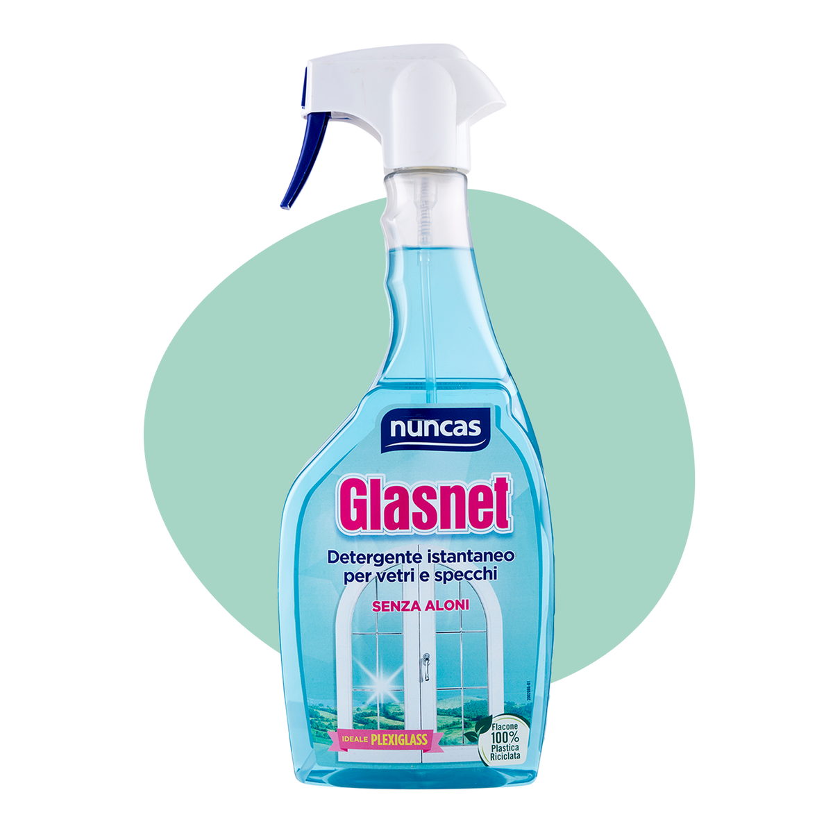 Glasnet Detergente Vetri e Specchi - 750ml | Spray vetri che non lascia aloni, adatto anche per il plexiglass | Nuncas