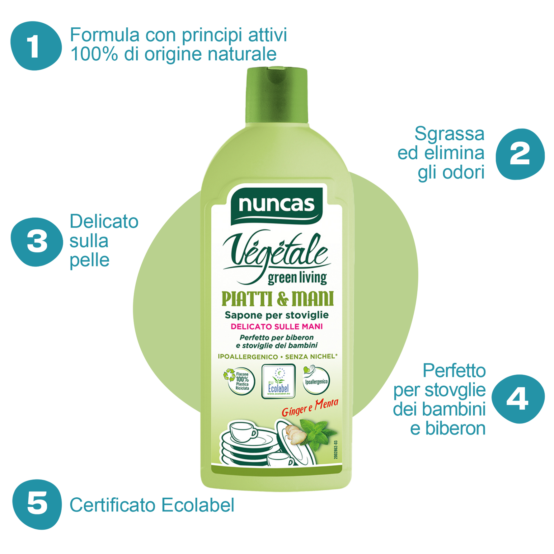 Vegetale Detergente Piatti e Mani - 500ml | Nuncas