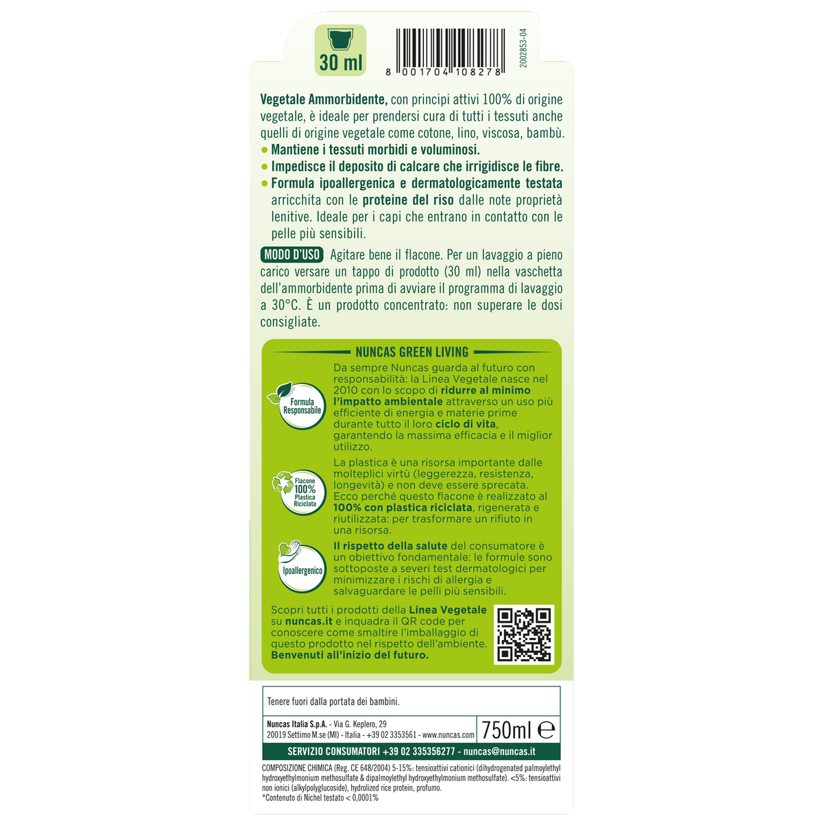 Vegetale Ammorbidente Bucato - 750ml | Nuncas