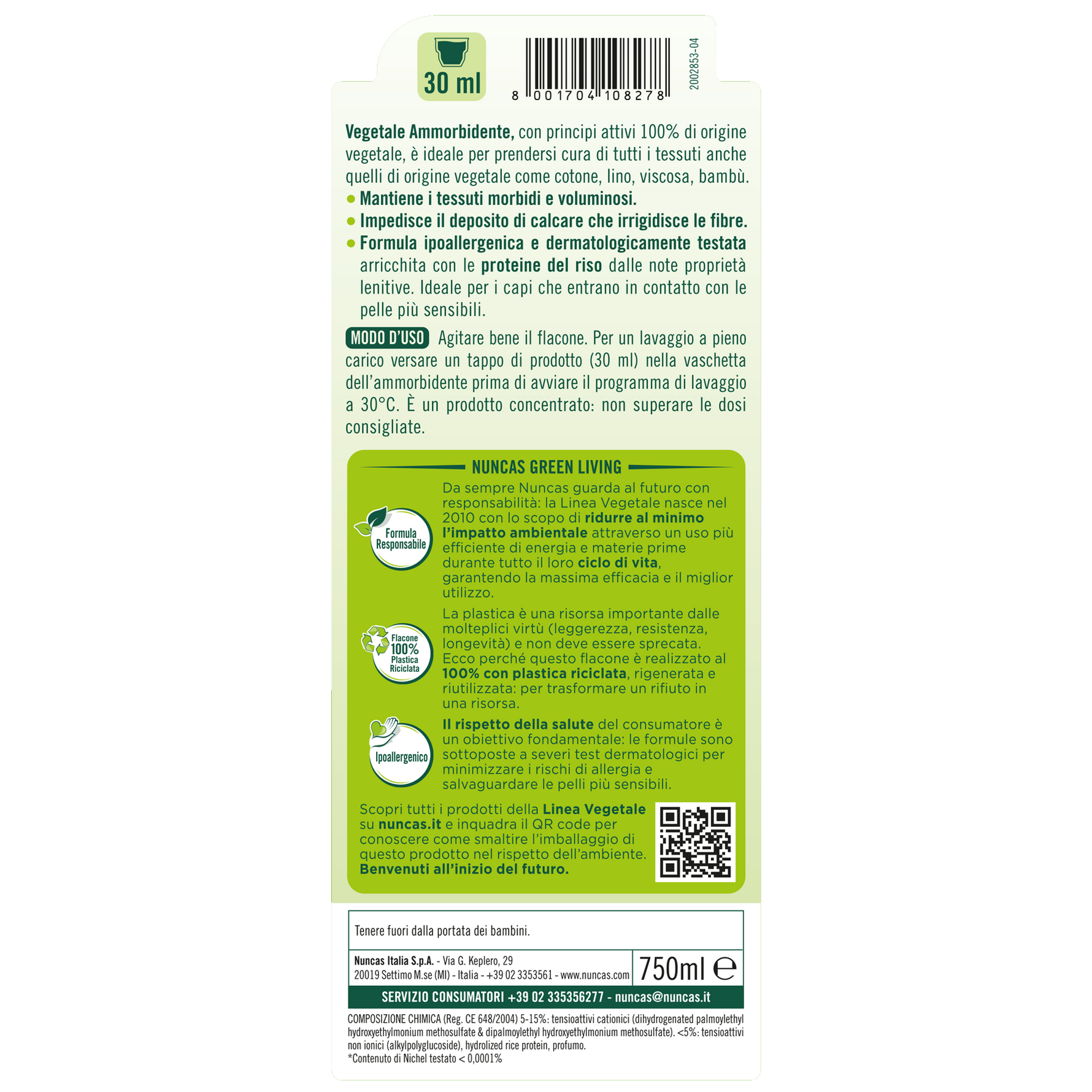 Vegetale Ammorbidente Bucato - 750ml | Nuncas