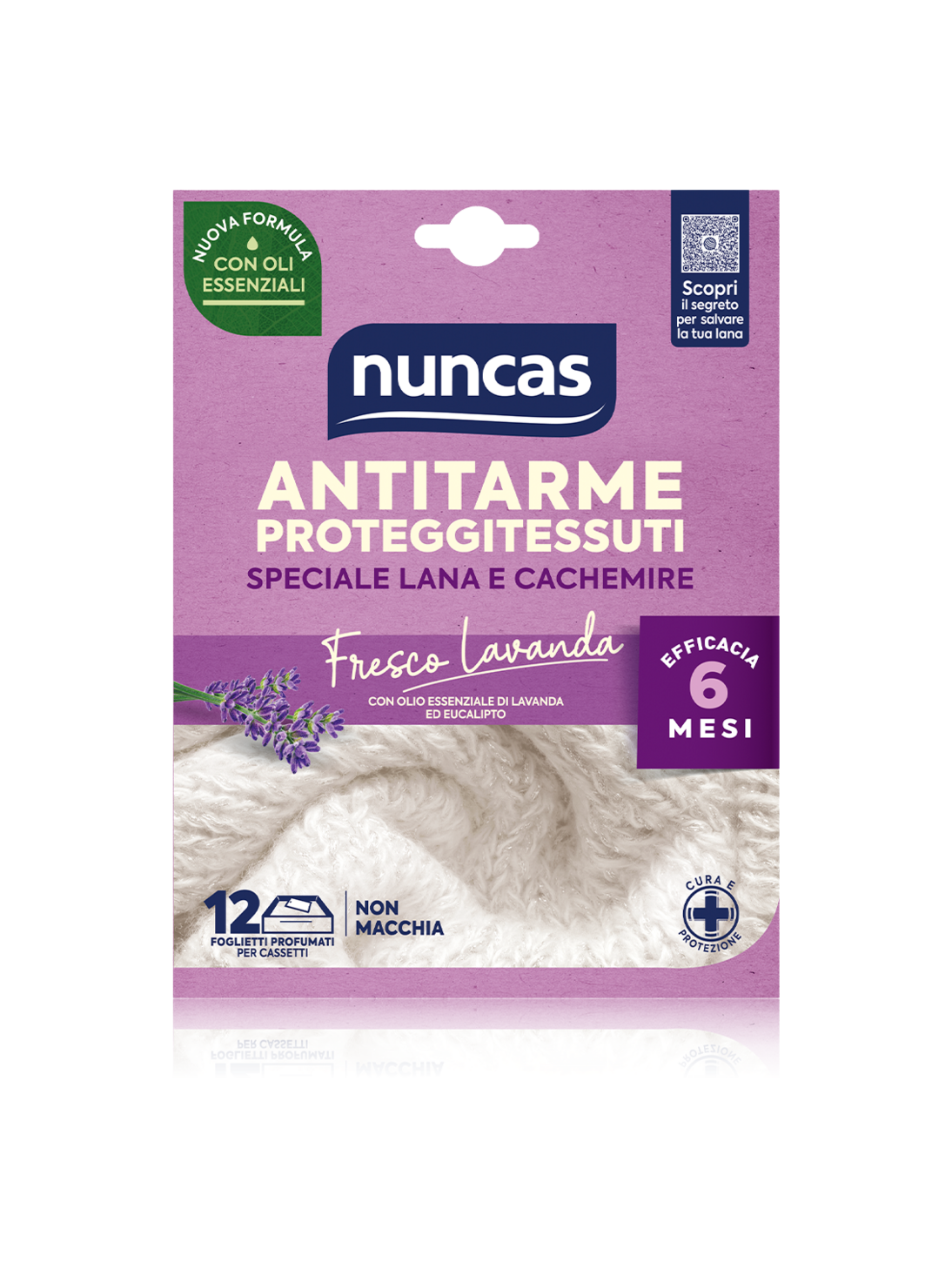 Kit I Love Wool - Antitarme Forte 12 Foglietti Fresco lavanda