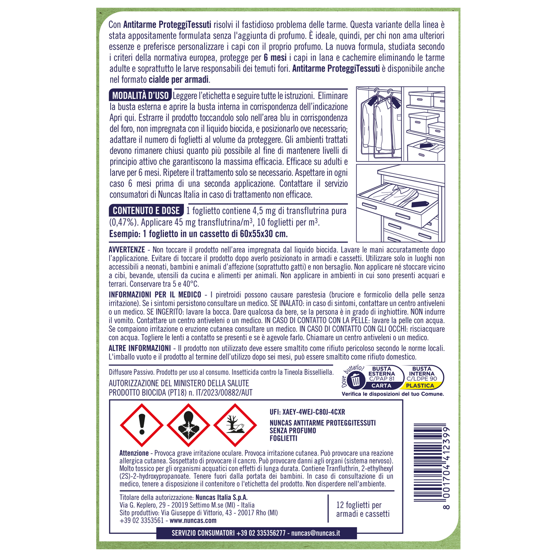 Repellente tarmifugo antitarme armadi&cassetti x2 NATURA AMICA 1 PZ Repellente tarmifugo antitarme armadi&cassetti x2 NATURA AMICA 1 PZ