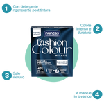 Fashion Colour Milano Tintura Blu Marine | Tintura in polvere per tessuti con detergente rigenerante | Nuncas