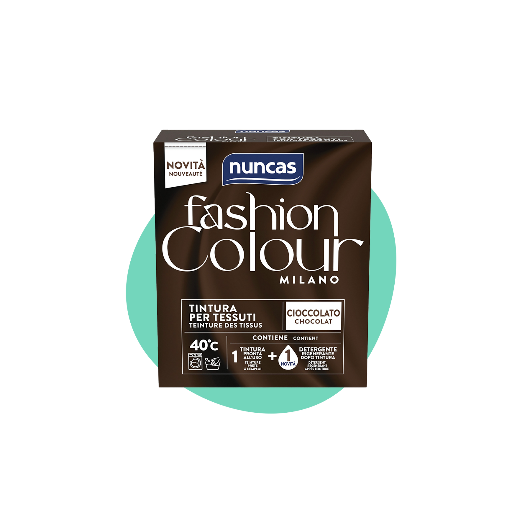 Fashion Colour Milano Tintura Cioccolato | Tintura in polvere per tessuti con detergente rigenerante | Nuncas