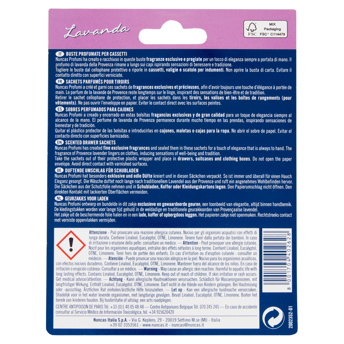 Buste Profumate per Cassetti Lavanda - 2 Pezzi