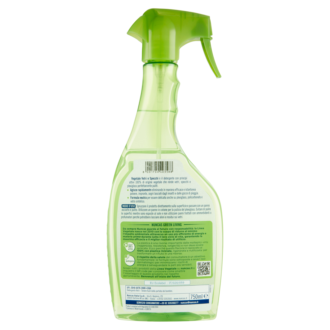 Vegetale Detergente Specifico Vetri e Specchi - 750ml