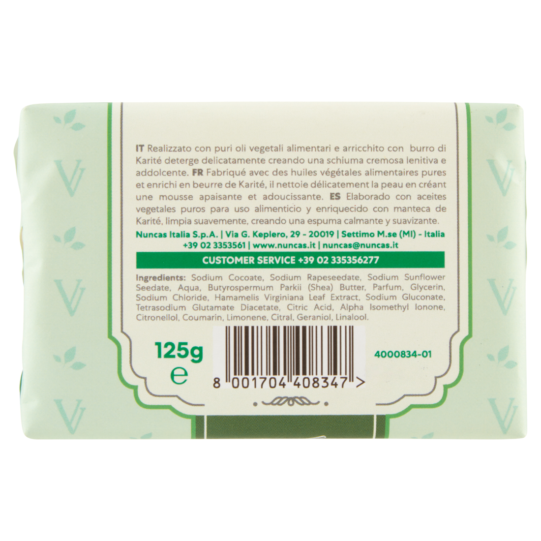 Vittoria Verde Saponi Cremosi Felce e Hamamelis - 125g