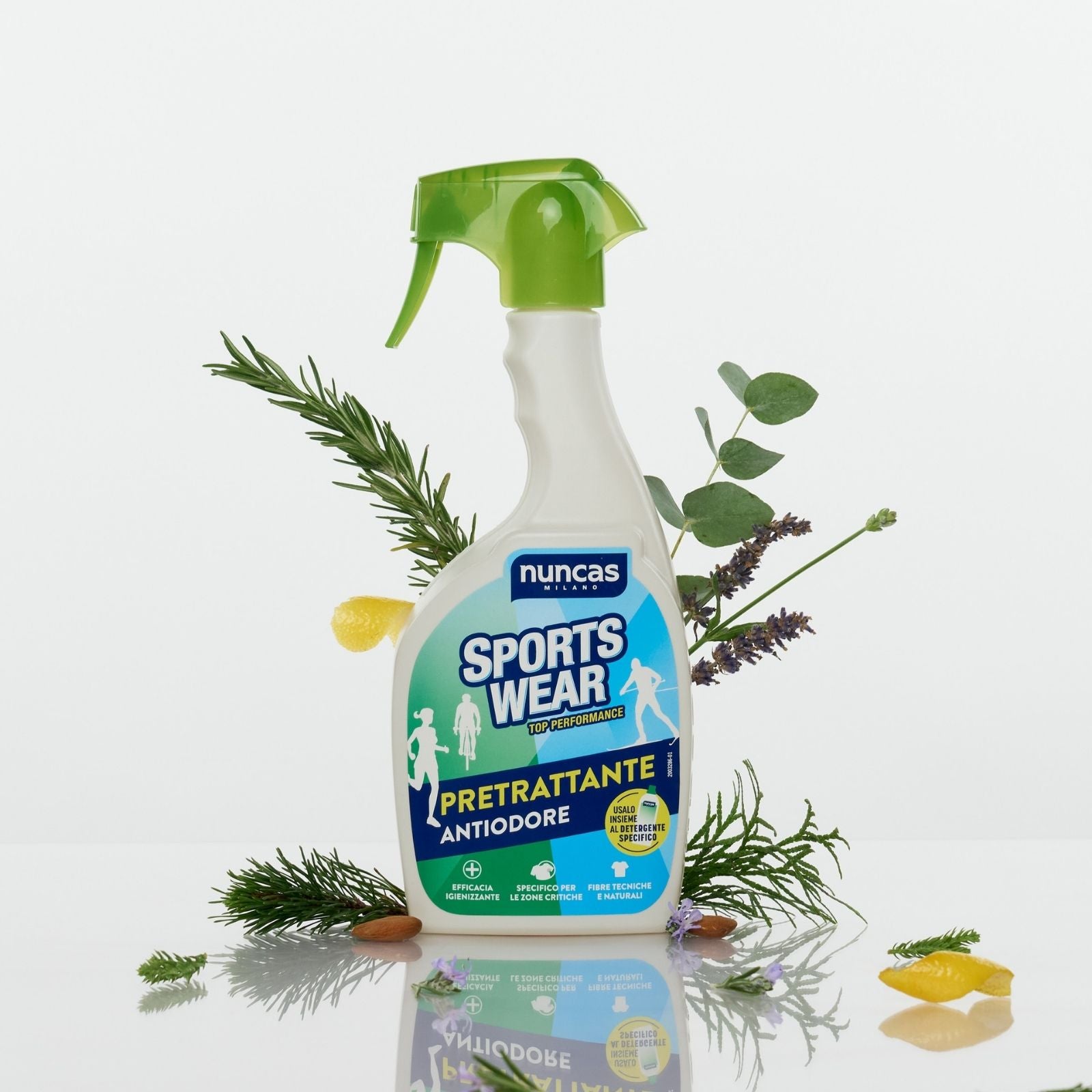 Sportswear Pretrattante Antiodore Capi a Contatto con la Pelle - Il profumo fresco selezionato da Nuncas rimane a lungo e garantisce un effetto deodorante.