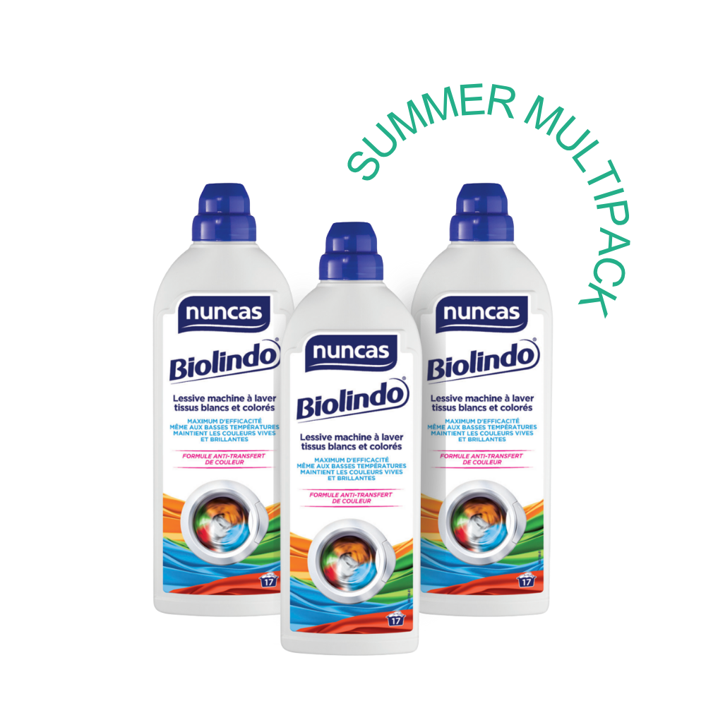 Biolindo Lessive pour Machine à Laver Tissus Blancs et Colorés - 1000ml - Multipack | Nuncas